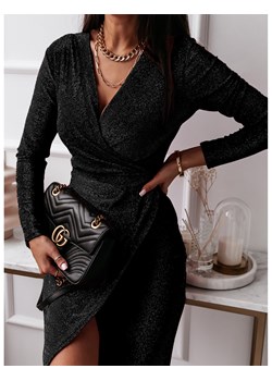 Błyszcząca suknia z długim rękawem MILI - czarna ze sklepu magmac.pl w kategorii Sukienki - zdjęcie 165650626