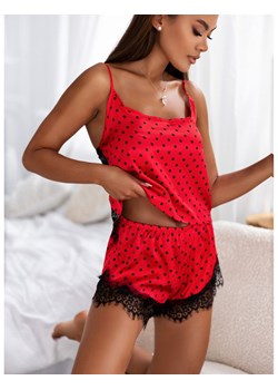 Satynowa piżama w kropki top+spodenki - DOTS - czerwona ze sklepu magmac.pl w kategorii Piżamy damskie - zdjęcie 165651237