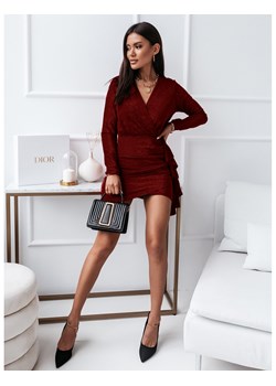 Błyszcząca sukienka z falbanką - FLAMENCO - czerwona ze sklepu magmac.pl w kategorii Sukienki - zdjęcie 165651917