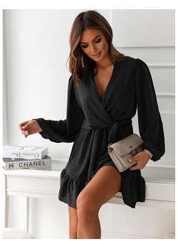 Rozkloszowana sukienka z falbanką - KALIFORNIA - czarna ze sklepu magmac.pl w kategorii Sukienki - zdjęcie 165652198