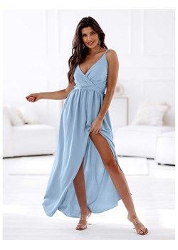 Maxi sukienka z rozcięciem - LEIA - błękitna ze sklepu magmac.pl w kategorii Sukienki - zdjęcie 165653826