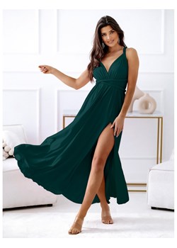 Sukienka maxi wiązana na wiele sposobów - ELSA - butelkowa zieleń ze sklepu magmac.pl w kategorii Sukienki - zdjęcie 165653876