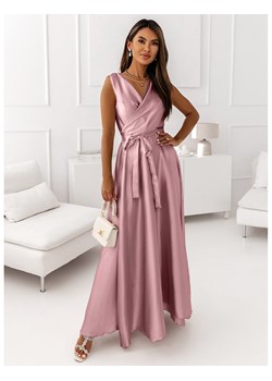 Satynowa maxi sukienka - MILAGROS - pudrowy róż ze sklepu magmac.pl w kategorii Sukienki - zdjęcie 165655059