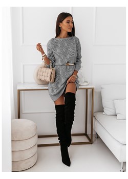 Ażurowa sweterkowa sukienka DIAZ - szara ze sklepu magmac.pl w kategorii Sukienki - zdjęcie 165657438