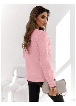 Klasyczny sweter z ozdobnym wzorem NOAH -pudrowy róż ze sklepu magmac.pl w kategorii Swetry damskie - zdjęcie 165657509