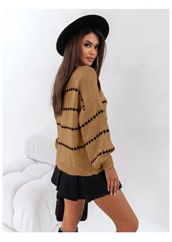 Sweter oversize z modnym wzorem ALMAS - ciemny beż ze sklepu magmac.pl w kategorii Swetry damskie - zdjęcie 165658267