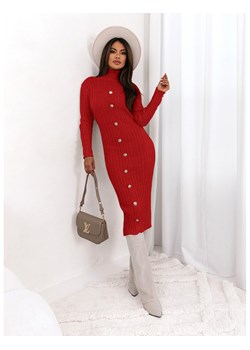 Dzianinowa midi sukienka z golfem FAZILA - czerwona ze sklepu magmac.pl w kategorii Sukienki - zdjęcie 165658477