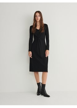 Reserved - Sukienka midi z ozdobnym detalem - czarny ze sklepu Reserved w kategorii Sukienki - zdjęcie 165667468