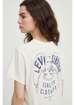 Levi&apos;s t-shirt bawełniany damski kolor beżowy ze sklepu ANSWEAR.com w kategorii Bluzki damskie - zdjęcie 165670215