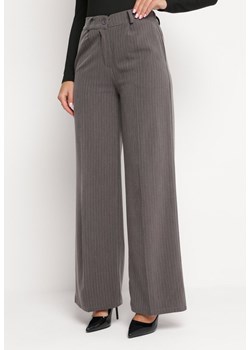 Szare Szerokie Spodnie z Regularną Talią Phemire ze sklepu Born2be Odzież w kategorii Spodnie damskie - zdjęcie 165683179