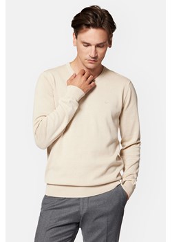 Sweter Beżowy z Bawełną w Serek Anthony ze sklepu Lancerto S.A. w kategorii Swetry męskie - zdjęcie 165685757