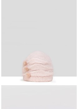 Różowa dzianinowa czapka z naturalnym włosiem ze sklepu Molton w kategorii Czapki zimowe damskie - zdjęcie 165687075