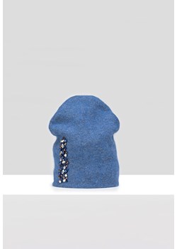 Niebieska czapka z perełkami ze sklepu Molton w kategorii Czapki zimowe damskie - zdjęcie 165687205