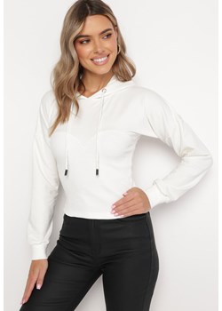 Biała Bawełniana Bluza w Stylu Gorsetowym z Kapturem Kellaria ze sklepu Born2be Odzież w kategorii Bluzy damskie - zdjęcie 165704667