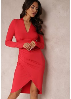 Czerwona Sukienka  Dopasowana z Rozcięciem Gunesh ze sklepu Renee odzież w kategorii Sukienki - zdjęcie 165708945