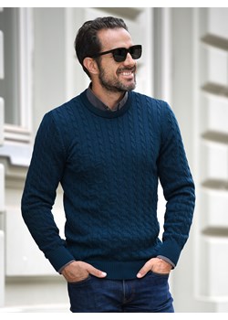 Sweter męski PREMIUM - wełna merino - Giovanni- morski - M ze sklepu Swetry Lasota w kategorii Swetry męskie - zdjęcie 165709696