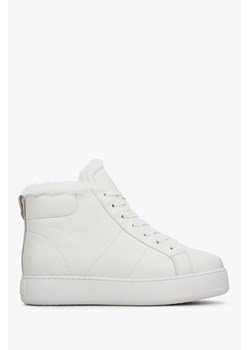 Estro: Białe wysokie sneakersy damskie na zimę z ociepleniem ze sklepu Estro w kategorii Trampki damskie - zdjęcie 165711305