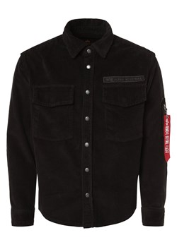 Alpha Industries Koszula męska Mężczyźni Modern Fit Bawełna czarny jednolity ze sklepu vangraaf w kategorii Koszule męskie - zdjęcie 165716869