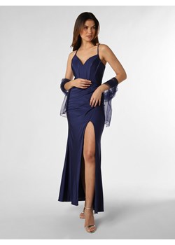 Luxuar Fashion Damska sukienka wieczorowa z etolą Kobiety Sztuczne włókno niebieski jednolity ze sklepu vangraaf w kategorii Sukienki - zdjęcie 165717216