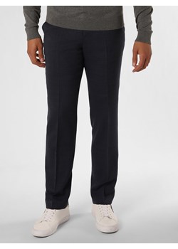 BOSS Męskie spodnie od garnituru modułowego Mężczyźni Regular Fit wełna ze strzyży granatowy jednolity ze sklepu vangraaf w kategorii Spodnie męskie - zdjęcie 165717245