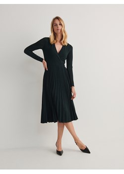 Reserved - Sukienka midi z plisowaniem - ciemny turkus ze sklepu Reserved w kategorii Sukienki - zdjęcie 165718966