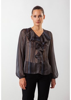 Transparentna bluzka z żabotem w drobne kropeczki ze sklepu Molton w kategorii Bluzki damskie - zdjęcie 165738276