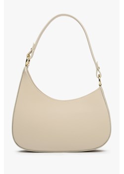 Estro: Beżowa torebka damska typu shoulder bag ze skóry naturalnej ze sklepu Estro w kategorii Listonoszki - zdjęcie 165738459