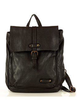 MARCO MAZZINI Miejski plecak skórzany w stylu old look handmade leather czarny ze sklepu Verostilo w kategorii Plecaki - zdjęcie 165743375
