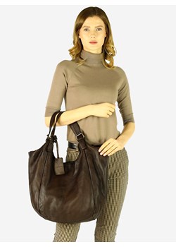 Torebka skórzana damska classic handmade shopping bag - MARCO MAZZINI ciemny brąz caffe ze sklepu Verostilo w kategorii Torby Shopper bag - zdjęcie 165743677