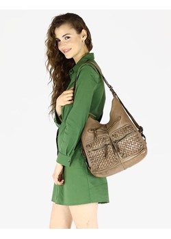 Torebka plecak 2w1 skóra naturalna  - MARCO MAZZINI beż taupe ze sklepu Verostilo w kategorii Torby Shopper bag - zdjęcie 165743705