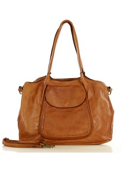 MARCO MAZZINI Torebka skórzana shopper bag ispirato dalla natura brąz camel ze sklepu Verostilo w kategorii Torby Shopper bag - zdjęcie 165744497