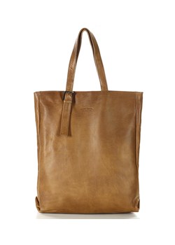 Torba damska skórzana na ramię shopper XXL - MARCO MAZZINI brąz natura ze sklepu Verostilo w kategorii Torby Shopper bag - zdjęcie 165744788