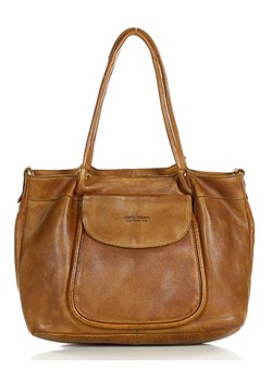 Skórzana torba typu shopper bag - MARCO MAZZINI brąz whisky ze sklepu Verostilo w kategorii Torby Shopper bag - zdjęcie 165745149