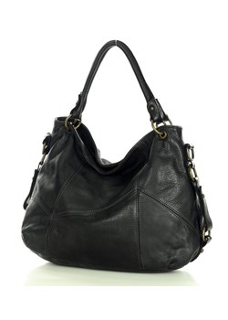 MARCO MAZZINI Miejska torebka skórzana na ramię city sholder handmade bag czarny ze sklepu Verostilo w kategorii Torby Shopper bag - zdjęcie 165745975