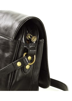 Włoska torebka listonoszka skórzana z klapą MARCO MAZZINI - Alabama  Classico czarny ze sklepu Verostilo w kategorii Listonoszki - zdjęcie 165747025