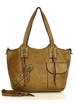 MARCO MAZZINI Oryginalna torebka na ramię shopper w stylu boho skóra naturalna karmelowy brąz ze sklepu Verostilo w kategorii Torby Shopper bag - zdjęcie 165747177