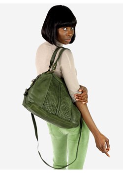Ponadczasowa torebka z naturalnej skóry old pelle lavata - MARCO MAZZINI zielony ze sklepu Verostilo w kategorii Torby Shopper bag - zdjęcie 165747226