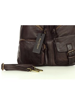 Torebka skórzana na ramię pockets old pelle lavata - MARCO MAZZINI ciemny brąz ze sklepu Verostilo w kategorii Torby Shopper bag - zdjęcie 165747268