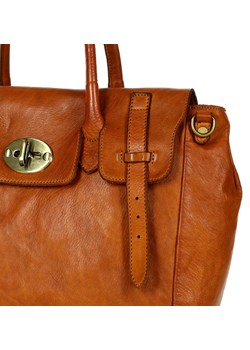Kultowa torba damska kuferek do ręki ze skóry vintage capsule leather bag - MARCO MAZZINI brąz camel ze sklepu Verostilo w kategorii Torby Shopper bag - zdjęcie 165747557