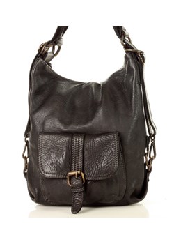 Torba skórzana dla wymagających z opcją plecak old school leather bag - MARCO MAZZINI czarny ze sklepu Verostilo w kategorii Plecaki - zdjęcie 165747786
