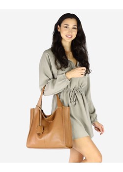 Modna torebka damska skórzany shopper bag - MARCO MAZZINI Portofino Max camel ze sklepu Verostilo w kategorii Torby Shopper bag - zdjęcie 165748228