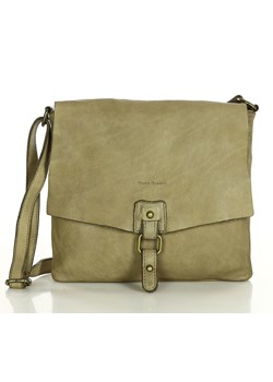 Torebka skórzana listonoszka stylowy minimalizm ala messenger leather bag - MARCO MAZZINI beż taupe ze sklepu Verostilo w kategorii Listonoszki - zdjęcie 165748419