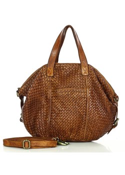 Torebka do ręki ponadczasowy kuferek damski - MARCO MAZZINI brąz koniak ze sklepu Verostilo w kategorii Torby Shopper bag - zdjęcie 165748437