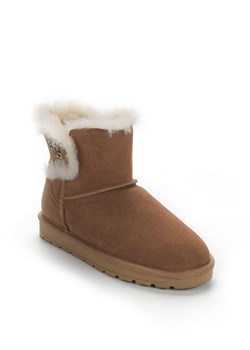 Gooce Skórzane botki zimowe "Gabriela" w kolorze jasnobrązowym ze sklepu Limango Polska w kategorii Śniegowce damskie - zdjęcie 165751406