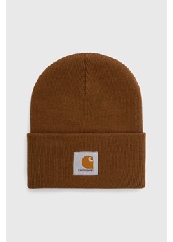 Carhartt WIP czapka Acrylic Watch Hat kolor brązowy z grubej dzianiny I020222.HZXX ze sklepu PRM w kategorii Czapki zimowe damskie - zdjęcie 165753829