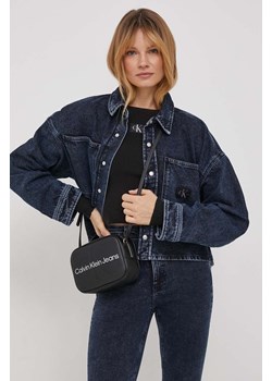 Calvin Klein Jeans kurtka jeansowa damska kolor granatowy przejściowa oversize ze sklepu ANSWEAR.com w kategorii Kurtki damskie - zdjęcie 165756146