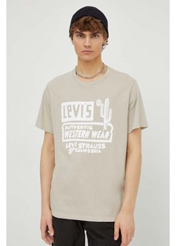 Levi&apos;s t-shirt męski kolor beżowy z nadrukiem ze sklepu ANSWEAR.com w kategorii T-shirty męskie - zdjęcie 165756675