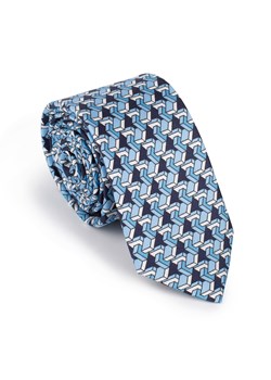Krawat jedwabny wzorzysty niebiesko-biały ze sklepu WITTCHEN w kategorii Krawaty - zdjęcie 165756958