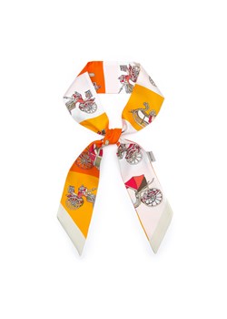 Damska apaszka twilly z jedwabiu biało-pomarańczowa ze sklepu WITTCHEN w kategorii Szaliki i chusty damskie - zdjęcie 165757005