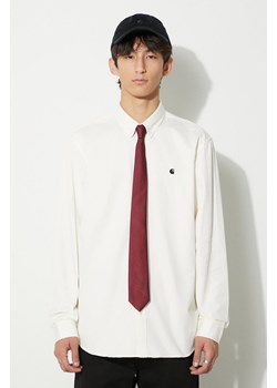 Carhartt WIP koszula bawełniana L/S Madison Shirt męska kolor beżowy regular z kołnierzykiem button-down I023339.0D3XX ze sklepu PRM w kategorii Koszule męskie - zdjęcie 165762217